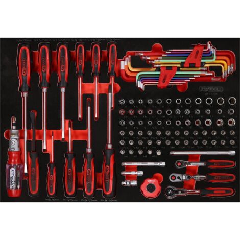 KS-Tools 811.0105 1/4'' Steckschlüssel- / und Schr aubendreher-Satz in Schaumstoffeinlage, 105-tlg
