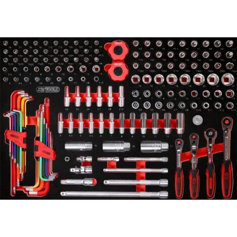 KS-Tools 811.0156 1/4'' + 3/8'' Steckschlüssel-Sat z in Schaumstoffeinlage, 156-tlg