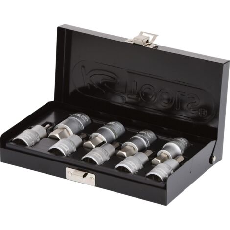 KS Tools 911.1321 Serie di Bussole per Viti a Esagono Incassato, Corte, 9 Pezzi, 4-17 mm, 1/2"