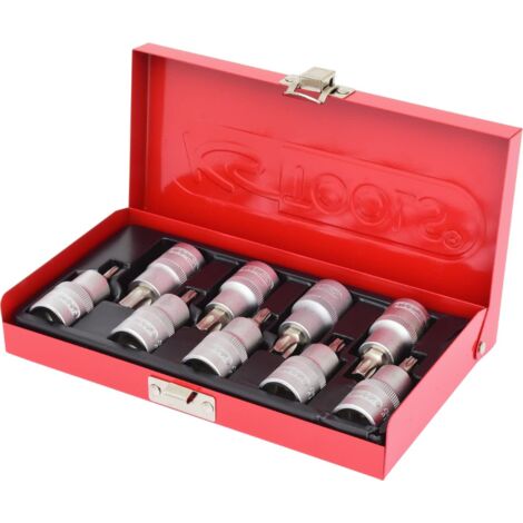 KS Tools 911.1385 Serie di Bussole per Viti TX, 9 Pezzi, T20-T60, 1/2"