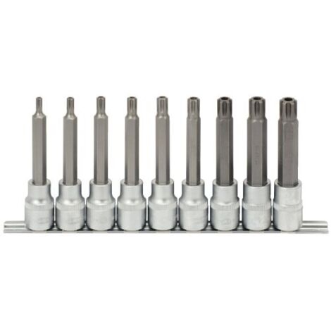 KS Tools 911.1630 Serie di Bussole Ribe, Lunghe, 9 Pezzi, M5-M14, 1/2"