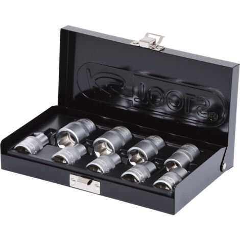 KS Tools 911.4410 Serie di Bussole TX Profilo E, 9 Pezzi, E10-E24, 1/2"