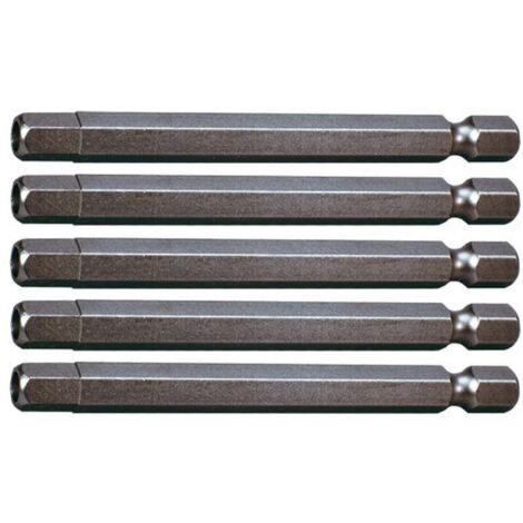 KS Tools 911.7715 Inserto Classic per Viti a Esagono Incassato con Foro, 6 mm, 75 mm, Confezione da 5, 1/4"