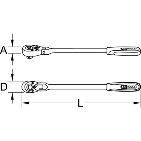 KS Tools 914.1296 Leva a Cricco con Snodo, 45 Denti, 1/2"