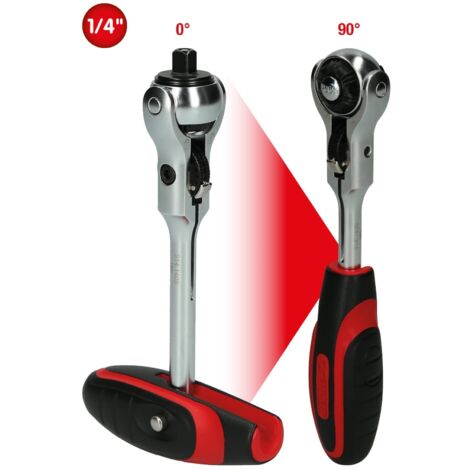 KS Tools 914.1405 Cricchetto a testa snodabile con impugnatura mini a T MODIFIX da 1/4", 72 denti