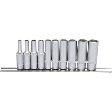 KS Tools 917.0610 Serie di Bussole Esagonali Classic, Lunghe, 10 Pezzi, 4-13 mm, 1/4"