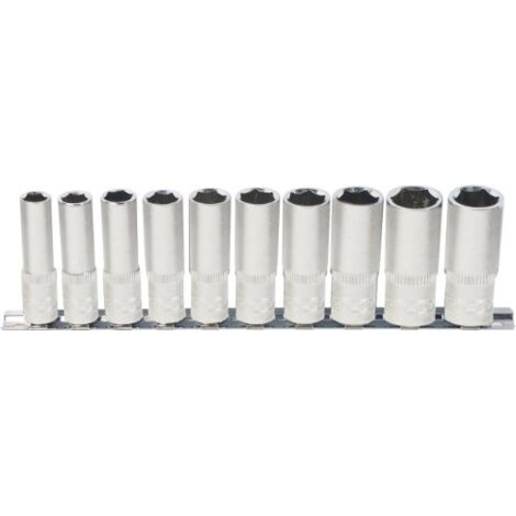 KS Tools 917.0615 Serie di Bussole Esagonali Classic, Lunghe, 10 Pezzi, 10-19 mm, 1/2"