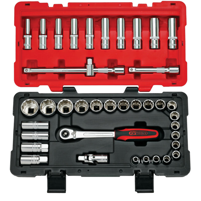 Ks Tools - Coffret de douilles et accessoires ultimate® 12 pans - 1/2'', 39 pièces - 922.0640