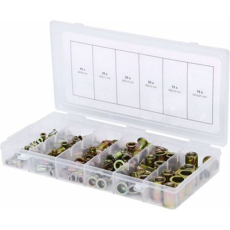 KS TOOLS Assortiment de rivets filetes acier, M3x9mm-M10x21mm, 150 pcs - 970.0610