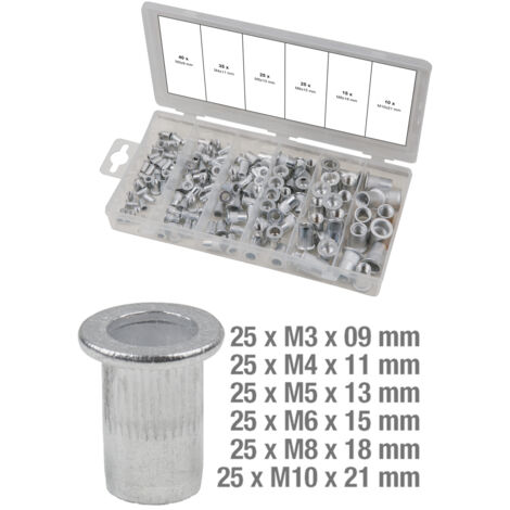Ks Tools – Assortiment de rivets filetés en aluminium – 150 pièces – Fixation solide pour bois et plastiques – 4042146622940