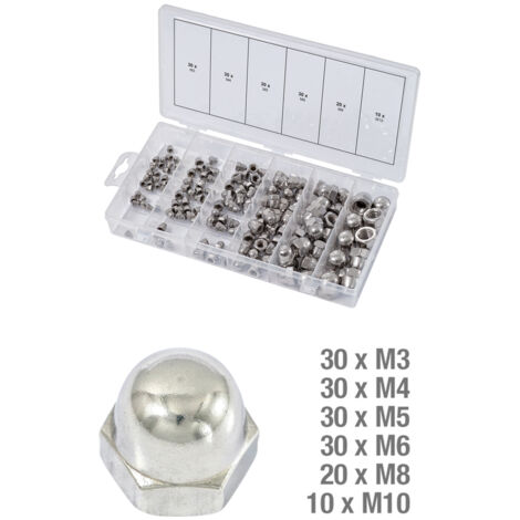 KS TOOLS Assortiment d'écrous borgnes en inox, 150 pcs
