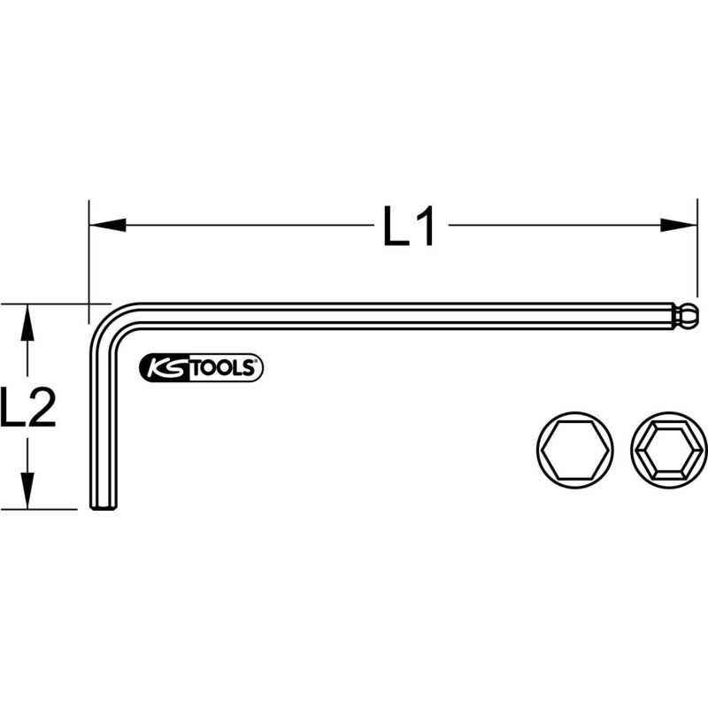 Image of Ks tools Werkzeuge-Maschinen GmbH BERYLLIUMplus Innensechskant-Winkelstiftschlüssel, lang 12 mm, mit Kugelkopf (962.0467)
