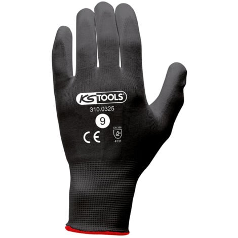 KS Tools - Boîte de 12 paires de gants microfibres noirs, T.9 - 310.0325