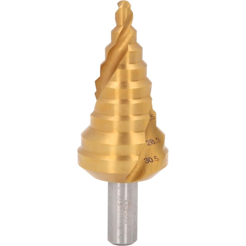 

KS TOOLS Broca escalonada HSS TiN,Ø 6-30,5mm, 9 niveles