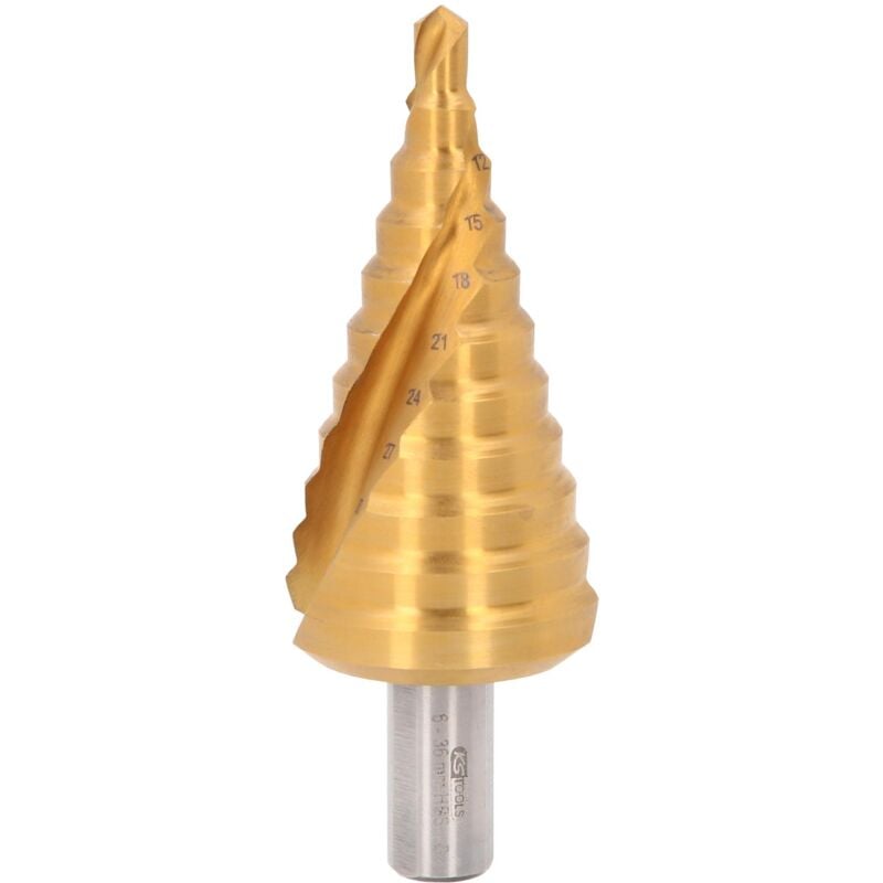 

KS TOOLS Broca escalonada HSS TiN,Ø 6-36mm, 11 niveles