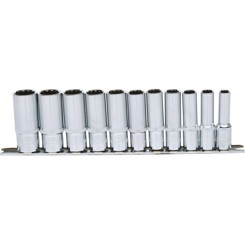 Kstools - 3/8' CHROMEplus Jeu de douilles 12 pans, longues, 11 pcs 8-19 mm
