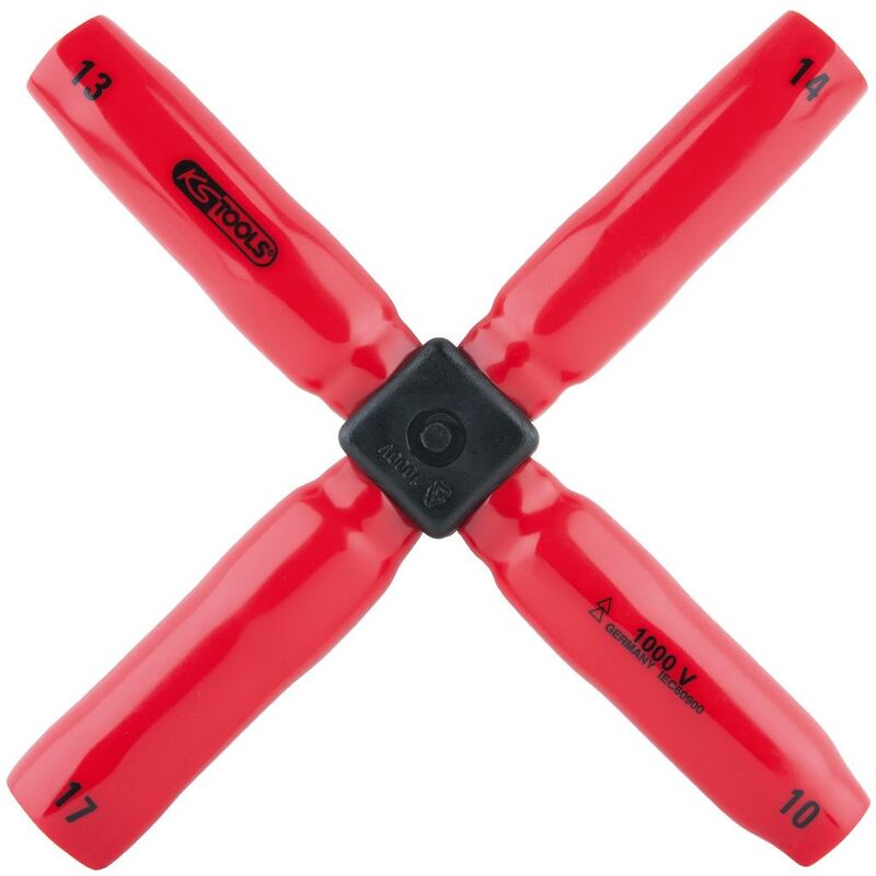 Kstools - Clé en croix avec revêtement isolant, 10x13x14x17 mm