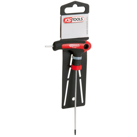 KS Tools - Clé mâle 6 pans à tête sphérique à poignée en T sur support, 3 mm - 151.8132-E