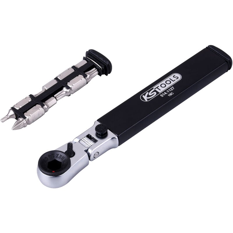 Kstools - Cliquet porte-embouts 8 en 1, 6 pans 1/4', L.125 mm