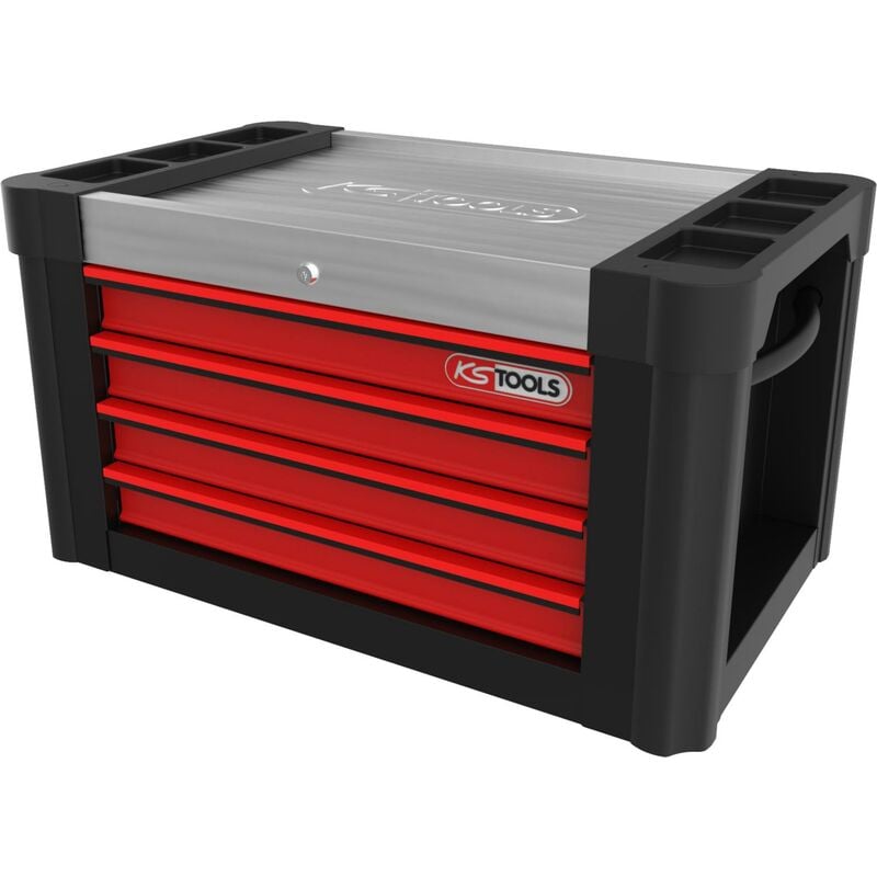 Kstools - Coffre de servante d'atelier PERFORMANCEplus P10TC, 4 tiroirs, noir/rouge