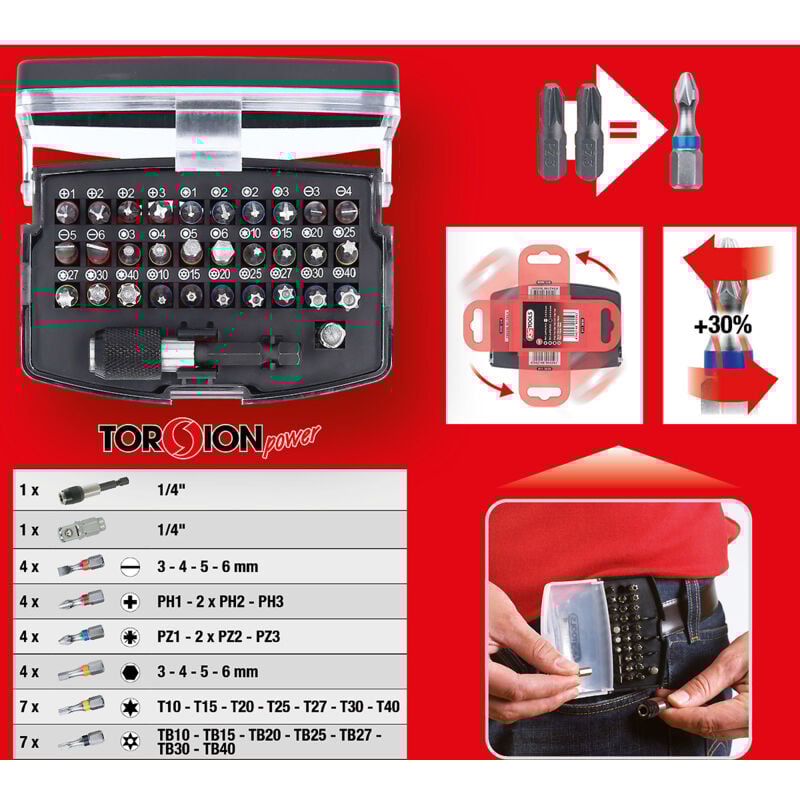 Kstools - ks tools kit caisse/encastrement-tournevis (bits) 911.3030 acier d'outil 300G