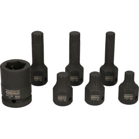 Kstools – Coffret de 7 douilles tournevis à chocs XZN® 3/4' – M14 à M18 – Acier chrome-molybdène – Pour usage intensif