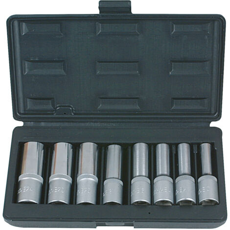 KS Tools - Coffret de 8 douilles TORX®, L.75 mm - 1/2'' - E10 à E24 - 922.1387