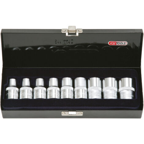KS Tools - Coffret de 9 douilles TORX®, L.38 mm - 1/2'' - E10 à E24 - 922.1369