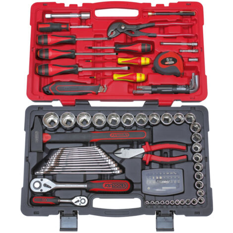 KS Tools - Coffret de douilles et accessoires 1/4'' - 1/2'' 101 pièces - malette outils complète - 922.0701