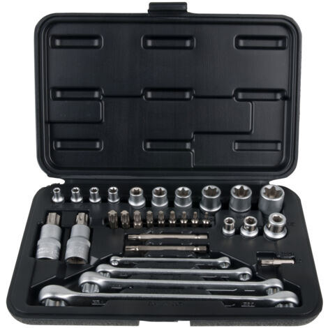 Kstools – Coffret multi-outils 31 pièces – Douilles et tournevis TORX® 1/4'' à 1/2'' – Finition chromée satinée – Chrome Vanadium