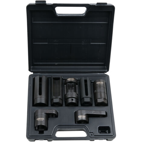 Kstools – Coffret de douilles pour sondes lambda et injecteurs – 7 pièces en acier chrome molybdène – Carré d'entraînement 3/8' et 1/2' – Coffret de rangement