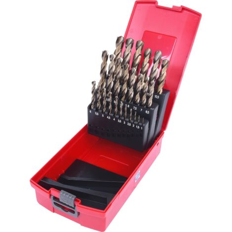 Kstools – Coffret de forets HSS-G Co 5 – 25 pièces en box PVC – Plage de perçage 1-13mm – Pour acier et alliages durs