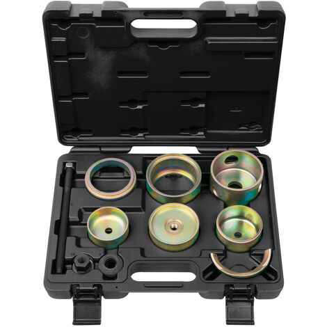 Kstools – Coffret d'outils pour silentblocs VAG 11 pièces – Acier pour montage/démontage – Utilisation avec vérin mécanique – Compatible Audi, VW, Škoda