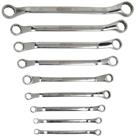 KS Tools EDELSTAHL Doppel-Ringschlüssel-Satz, gekröpft, 9-tlg
