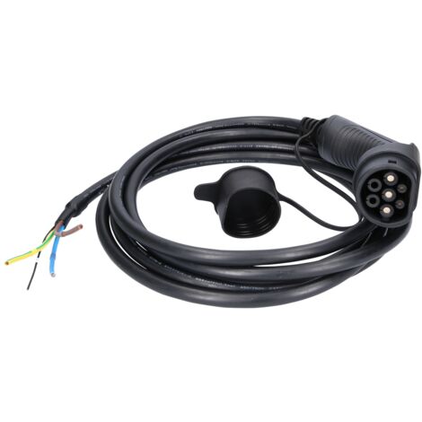 KS Tools efuturo Ladekabel gerade, Ende offen auf Typ 2 Stecker zum Anschluss an eine Wallbox, 1 Phase, bis zu 7,4 kW, 32 A, 230 V, Mode 3, 5 Meter
