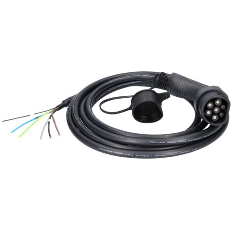 KS Tools efuturo Ladekabel gerade, Ende offen auf Typ 2 Stecker zum Anschluss an eine Wallbox, 3 Phasen, bis zu 11 kW, 16 A, 400 V, Mode 3, 5 Meter