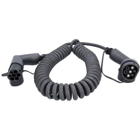 KS Tools efuturo Spiralladekabel Typ 2 auf Typ 2 Stecker, 1 Phase, bis zu 7,4 kW, 32 A, 230 V, Mode 3, 5 Meter