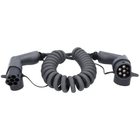 KS Tools efuturo Spiralladekabel Typ 2 auf Typ 2 Stecker, 3 Phasen, bis zu 11 kW, 32 A, 400 V, Mode 3, 5 Meter