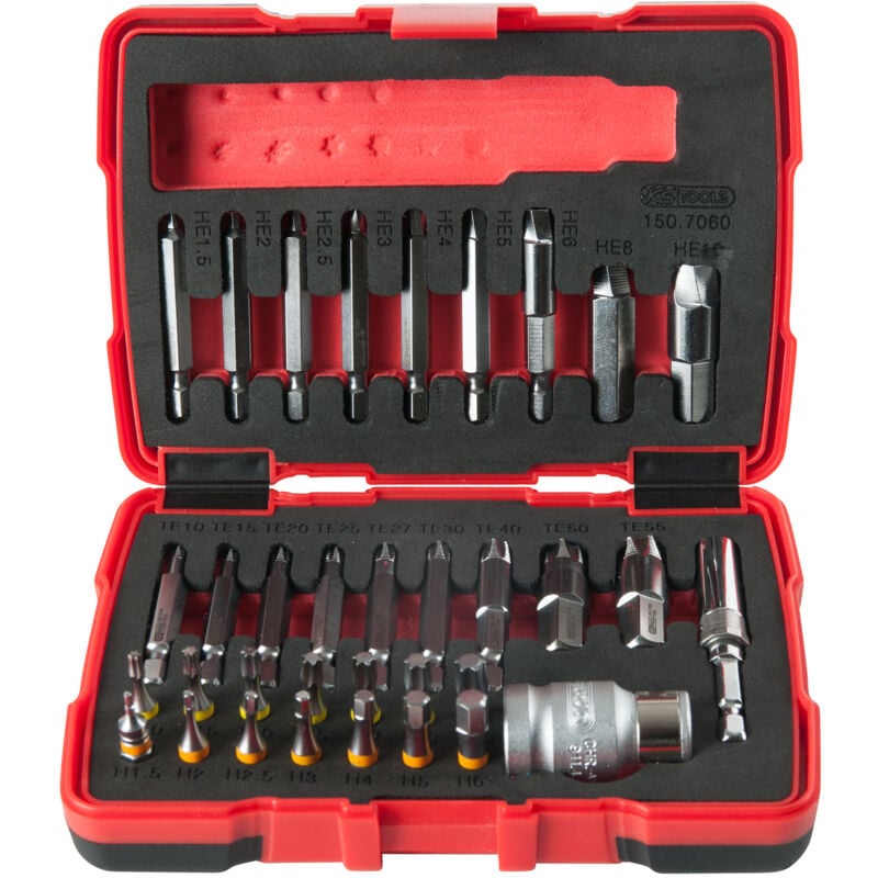 Kstools - ks Tools - Coffret d'embouts d'extraction pour vis torx® et 6 pans, 34 pcs - 150.7060