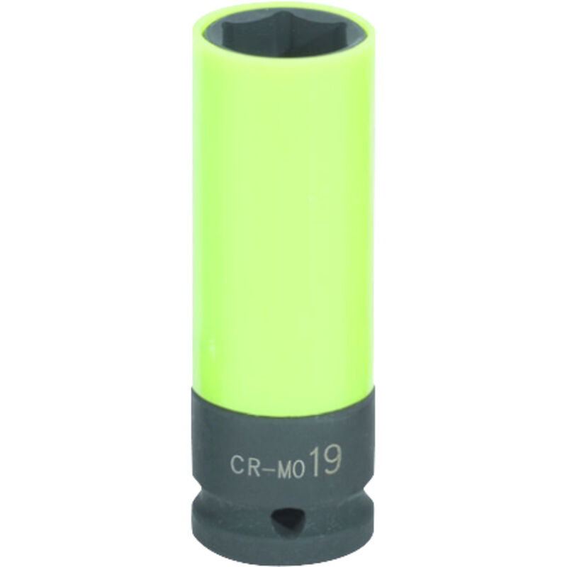 Llave de vaso de impacto robusta 1/2' para llantas de aluminio, larga, 19 mm