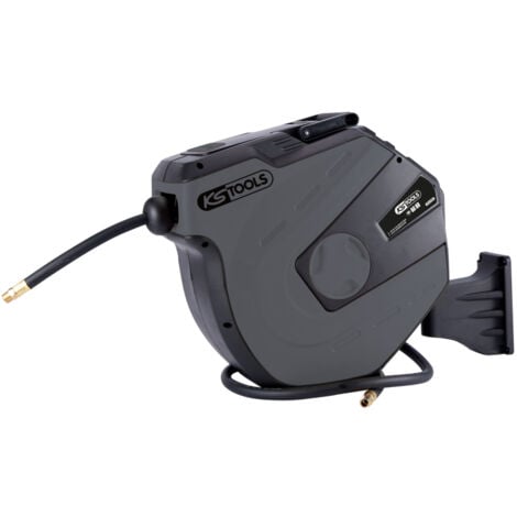 KSTOOLS KS Tools - Enrouleur air et eau 3/8'' avec tuyau Ø10mm, raccord 1/4'' - 15m Gris - 515.3470