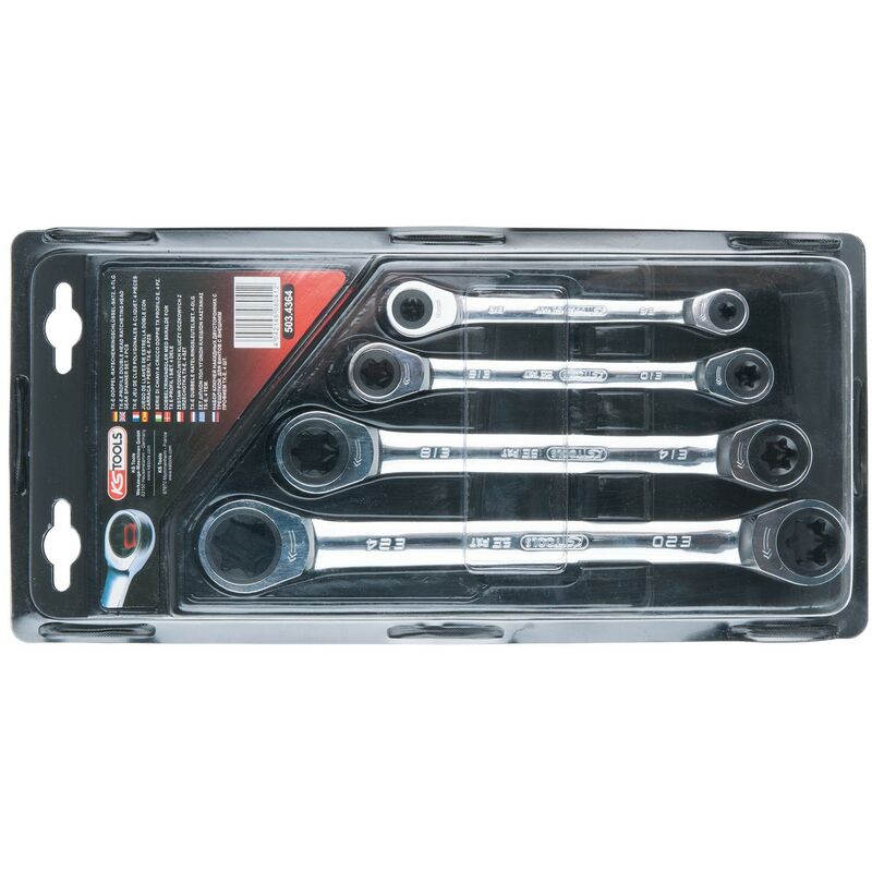 

Kstools - KS TOOLS Juego de llaves de estrella dobles de carraca Torx-E GEARplus, 4 pzs
