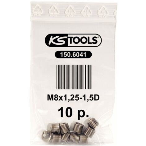 KS TOOLS Gewindeeinsatz M8x1,25, 10,8mm, 10er Pack ( 150.6041 )