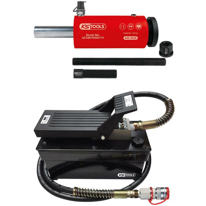 

KS TOOLS Unidad hidráulica de 32 t, con bomba hidráulica neumática, 9 pzs