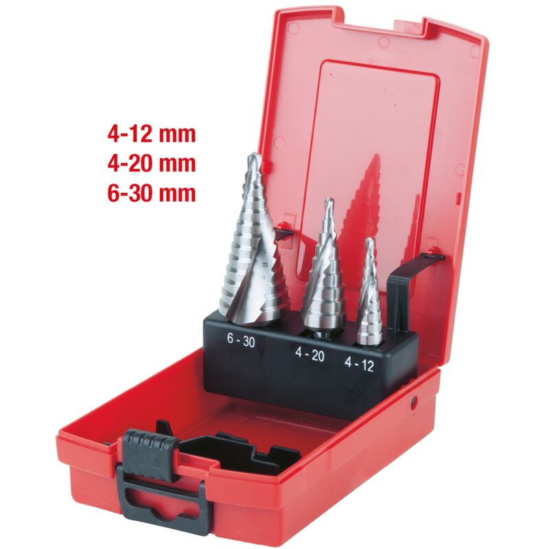 Image of Kstools - ks Tools hss Co 5 Stufenbohrer-Satz, Kunststoffkassette 3-tlg.