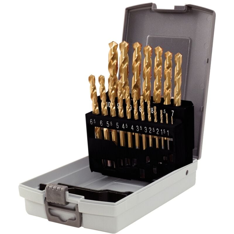 Image of Ks Tools hss TiN Spiralbohrer-Satz, Kunststoffkassette 19-tlg. 1-10 mm