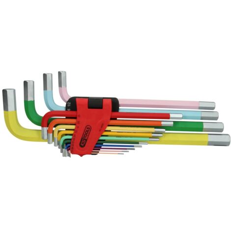 KS Tools Innensechskant-Winkelstiftschlüssel-Satz, extra lang, 14-tlg Zoll