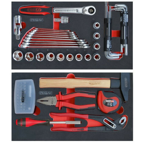 Ks Tools – Inserts pour servante mobile 850.0340 – Lot de 77 outils – Mousse imputrescible découpée au laser – Résistants aux huiles et produits chimiques
