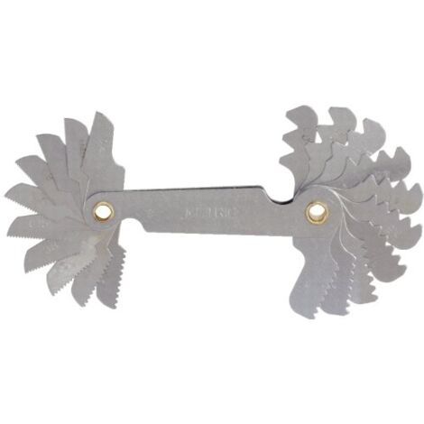Ks Tools – Jauge d'épaisseur à filetage métallique 20 lames – Acier à ressorts trempé – Longueur 66.5mm – Largeur 12.2mm – Mesures de filetage précises - 20pas