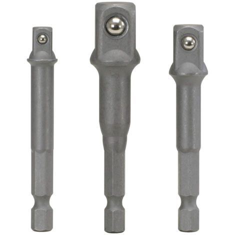 Ks Tools – Jeu de 3 adaptateurs porte-douilles 1/4''-3/8''-1/2'' – Entraînement hexagonal DIN 3126 – Acier S2 pour visseuses et perceuses